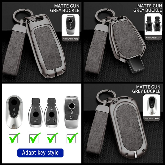 Metal Leather Car Key Case Cover Fob for Mercedes Benz